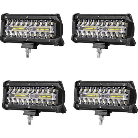 Barres lumineuses LED combinées 4 x 7 pouces 120 W, faisceau concentré et large, pour le travail, la conduite tout-terrain, les bateaux, les voitures, les tracteurs, les camions, les 4x4, les SUV et l (1/5)