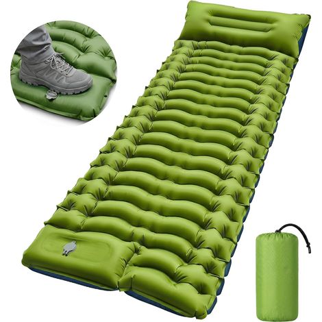 Matelas Gonflable Camping, Matelas de Camping Gonflable 8CM, Matelas Autogonflant avec Oreiller et Pompe à Pied intégrée, Tapis de Couchage Gonflable de Camping pour Trekking, Plage (1/5)