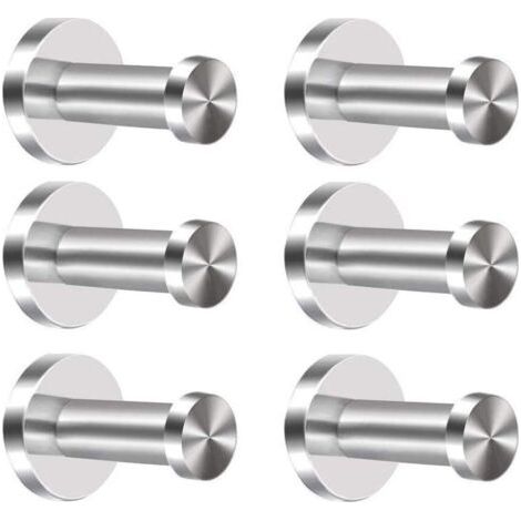 Lot de 6 crochets en acier inoxydable pour manteaux, crochets muraux pour porte serviettes en chrome (1/5)