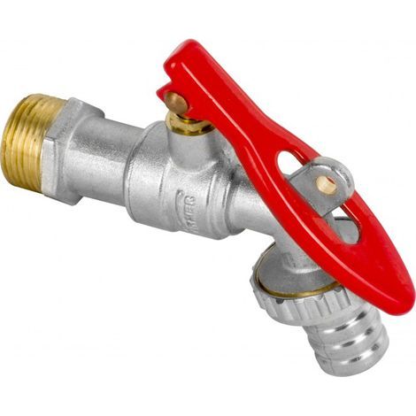 Lot de 2 robinets d'eau 3/4" avec cadenas à levier, double usage pour jardin, garage et atelier, résistants aux UV et à la corrosion, joints anti-fuite intégrés. (1/3)