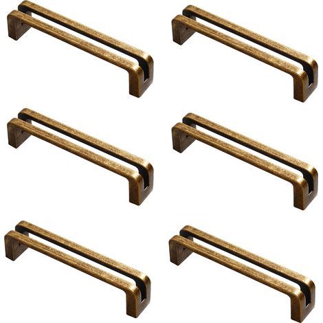 6 pièces poignées de placard cuisine en laiton antique, Poignee de Meuble Cuisine Laiton antique 96mm,Poignées de Tiroir de Meubles, pour Bureaux, Tiroirs, Armoires (1/5)