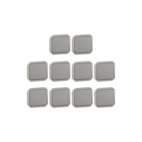 Legrand - Plexo L - LOT de 10 interrupteurs ou Va-et-Vient - 10A - 250V - Composable - Gris - Ref. : 069511Lx10 (1/5)
