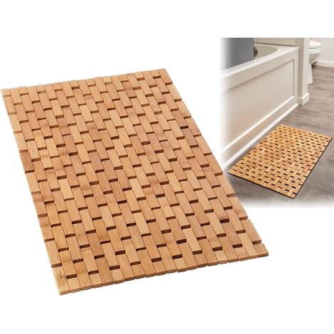 Tapis De Bain En Bambou - Tapis Pliable Pour Salle De Bain Spa Et Sauna - 60 X 40 X 1 Cm - Usage Intérieur Et Extérieur - 1 Pièce (1/5)