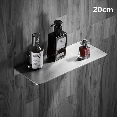 Étagère de rangement de salle de bain en acier inoxydable 304 (20 cm), finition chromée brossée, étagère d'angle, 20 cm. Quincaillerie de salle de bain multifonctionnelle. (1/5)