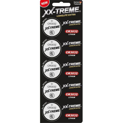 Lot de 5 piles bouton CR 3032, au lithium, 3 V, emballage sécurisé pour les enfants, pour appareils intelligents, clés de voiture et bien plus encore, haute qualité et meilleures performances (1/5)