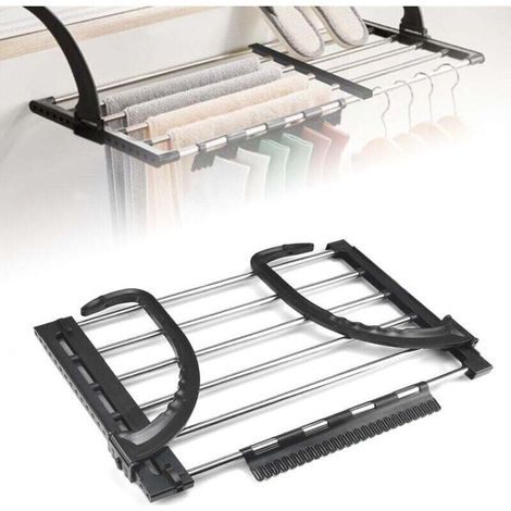 Express-Wäschetrockner, Hängender Wäschetrockner aus Edelstahl, Ausziehbar von 51 bis 95 cm, Wäschetrockner für Heizkörper, Faltbare Wäscheleine, Balkon-Wäschetrockner zum Aufhängen nasser Wäsche - Cr (1/4)
