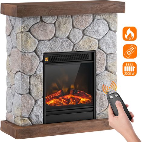 Camino Elettrico Cortina con Fiamma Realistica Caminetto Riscaldamento 2000 W