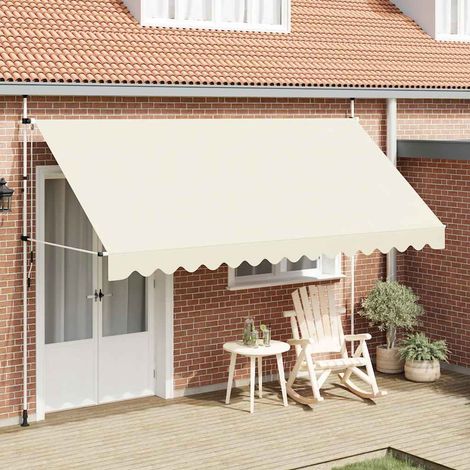 Store banne rétractable, à commande manuelle, 400 cm, blanc crème