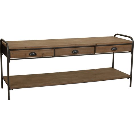 Aparador de madera y metal marrón 149x38x58h cm