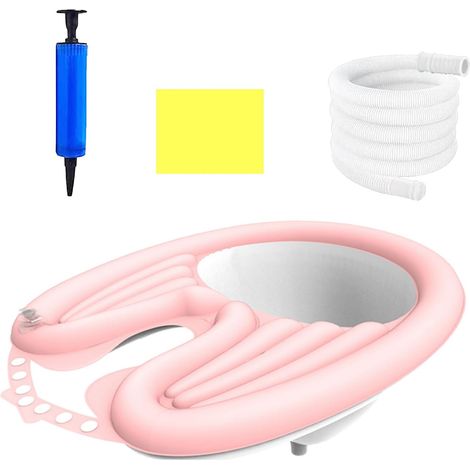 Tragbares faltbares PVC-Waschbecken, geeignet für ältere Menschen, Behinderte, schwangere Frauen, Kinder, bettlägerige ältere Menschen und ans Haus gebundene Menschen (Pink)