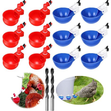 12 pcs Abreuvoir Poules Automatique DIY Abreuvoir Poules Kit avec 1 Foret, Abreuvoir Volaille pour l'eau de Boisson des Poulets, Canards, oies et Autres volailles,Abreuvoir et mangeoire pour basse-cou (1/5)