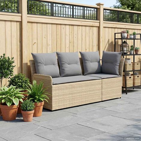 vidaXL  Garden Armrest Sofa with Corner Sofa  2 Piece PE Rattan