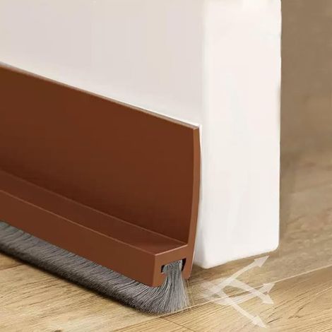 Due strisce di tenuta per porte lunghe 100 cm, guarnizione a spazzola fonoassorbente per porte, autoadesiva e ritagliabile, paraspifferi, sigillante per (1/5)