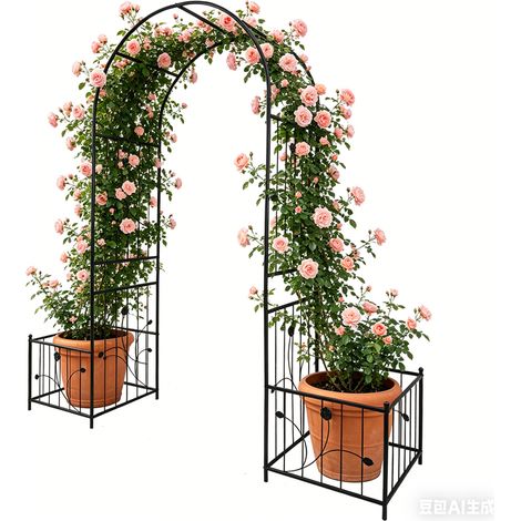 YOSE LIFE Gartenbogen aus Metall H220cm Garten-Torbogen für Pflanzen zur Unterstützung von Rosen Torbogen-Gartendekoration Pulverbeschichteter Stahlrahmen