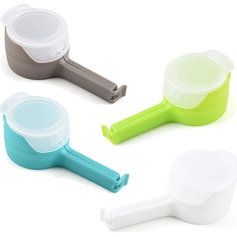 Lot de 4 sacs de conservation des aliments à fermeture hermétique avec clip étanche à l'humidité et une grande ventouse