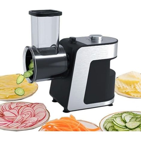 Grattugia elettrica per formaggio e tagliaverdure da 1000 W – Macchina per insalata multipla con 5 coni intercambiabili per formaggio, cetriolo e carota – Ideale per grattugiare frutta e verdura (1/4)