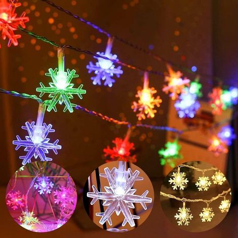 Guirlande Lumineuse Flocon de Neige 6 Mètres 40 LED 2 Modes pour Décoration Intérieure et Extérieure Noël et Fêtes (1/4)