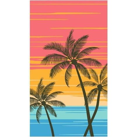 Serviette de plage Microfibre - 100x180 cm - Séchage rapide - Environ 450g - Motif cocotier (1/5)