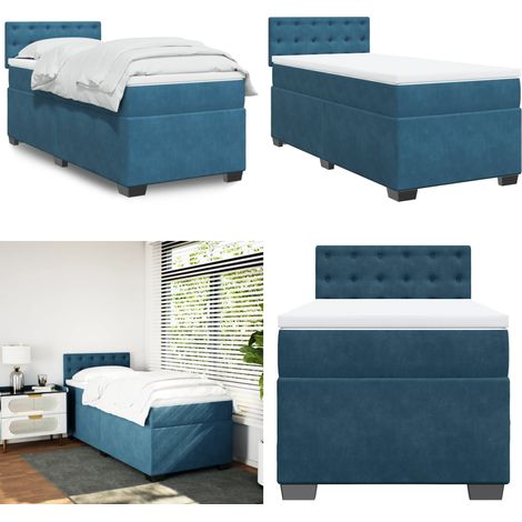 Boxspringbett mit Matratze Dunkelblau 90x190 cm Samt - Samtbett - Boxspringbett - Doppelbett - Bettsofa - Schlafsystem - Home & Living (1/5)