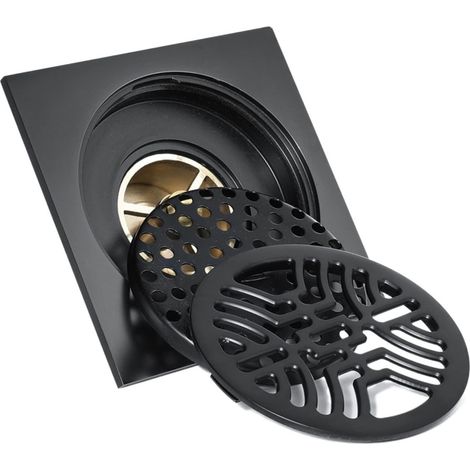 Siphon de sol douche en laiton noir, cache-bonde toilettes (1/5)