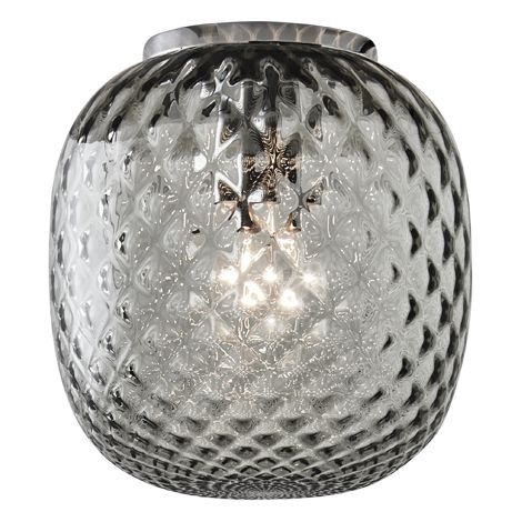 Plafoniera Oban Cromo con Vetro Soffiato a Mano Effetto Balloton Fumè - Lampada da Soffitto E27 75W - Rossini Group (1/5)