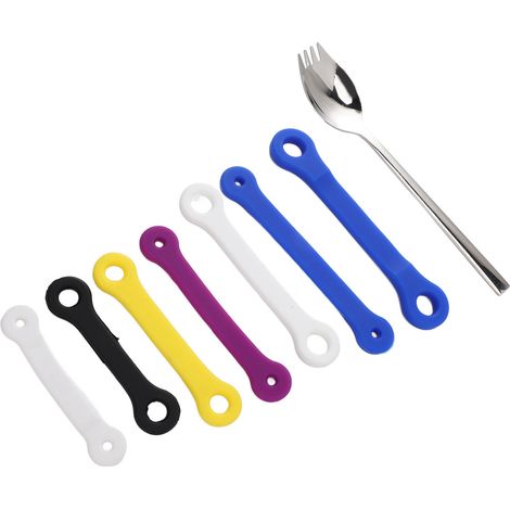 Cuillère en acier inoxydable et silicone adaptative pour l'aide à l'alimentation, ustensile adaptatif auto-ajustable. (1/5)