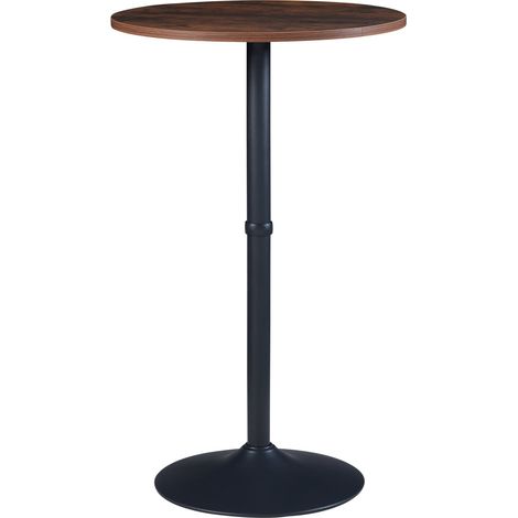 Table haute ronde Vantaa acier MDF 100 x 60 cm noir effet noyer