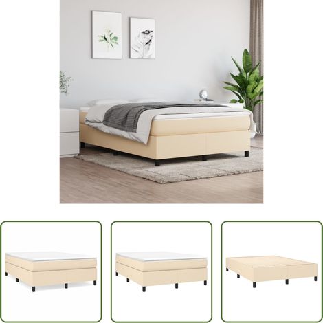 vidaXL Matratze - Boxspringbettgestell Creme 140x200 cm Stoff (1/5)
