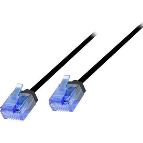 LogiLink CQ3043U RJ45 Patchkabel CAT 6a U/UTP 1.50 m Schwarz extrem dünn, hochflexibel, Flammwidrig, (1/3)