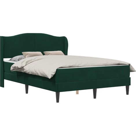 Bed Frame with Headboard Dark Green 160 x 200 cm Velvet vidaXL (1/5)