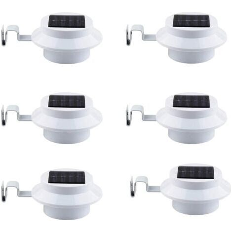 6Pcs Outdoor Solar Gutter Lights Smart LED Night Light for Yard Driveway Lawn Pathway (White) (1/4)