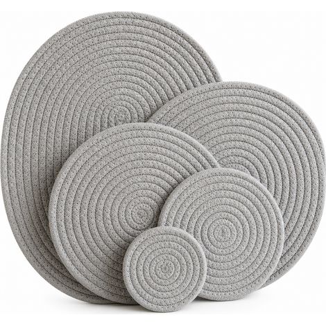 dessous-de-plat isolant gris dim. 24.0 x 24.0 x 0.8 cm en coton