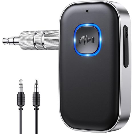 Glangeh Recepteur Bluetooth 5.3 Voiture, Adaptateur Bluetooth 3,5mm AUX Jack avec Réduction du Bruit sans Fil pour Stéréo Auto/Domestique, Casque Filaire, Haut-Parleur, Mains Libres