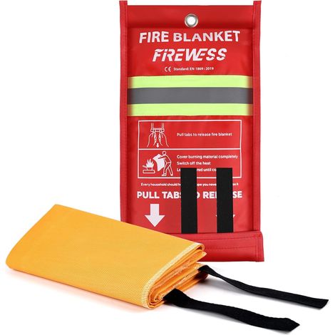 Couverture Anti Feu Incendie, 100  100 cm Couverture Ignifuge pour Sécurité à Maison, Protection Ignifuge et Isolation Thermique Silice (1/5)