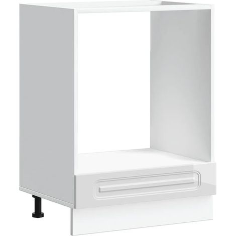 Mueble de cocina compacto para horno 60 x 46 x 81,5 cm con patas ajustables en madera de ingeniería blanca brillante 020049942 (1/5)