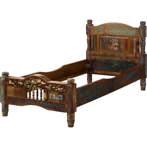 Bett Altholz 100x200x100 mehrfarbig lackiert FABLE 19 (1/3)