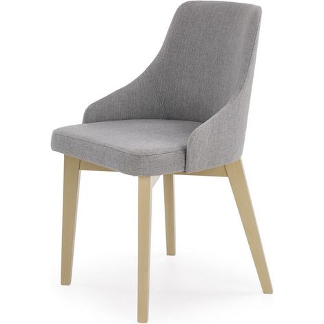 Chaise tissu gris et pieds bois Tolaine - Gris (1/4)