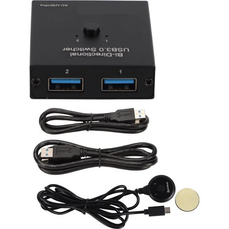 Sélecteur USB 3.0 Bidirectionnel 2 en 1 Sortie, Boîtier Métallique pour Partage entre Ordinateur, Imprimante et Téléphone (1/5)
