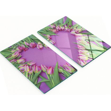 Tableros decorativos multifuncionales de vidrio con diseño de corazón de tulipanes, 2x30x52 cm. (1/5)