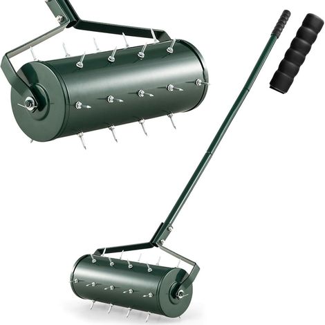 Arieggiatore manuale ergonomico per prato 44x128 cm aerazione efficiente e comfort ottimizzato metallo verde 200017403