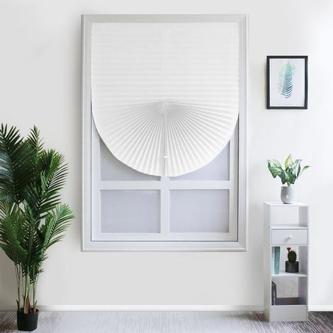 Rideau Plissé - Tissu Non Tissé Opacifiant pour Salle De Bain Cuisine Balcon - 60 x 150 cm ou 90 x 150 cm - Blanc Gris Noir Rouge Vin - 1 Pièce (1/5)