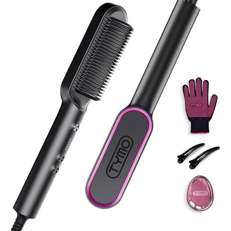 Brosse Lissante pour Cheveux, Fer à Lisser Peigne Chauffant Avec 25s PTC Chauffage, 5 Réglages de Température, Lisseur Cheveux Céramique, Anti-Brûlure, Brosse Chauffante RING (1/5)