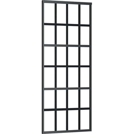 Maison Exclusive - Porta Scorrevole in Vetro ESG e Alluminio 76x205 cm Nera (1/5)