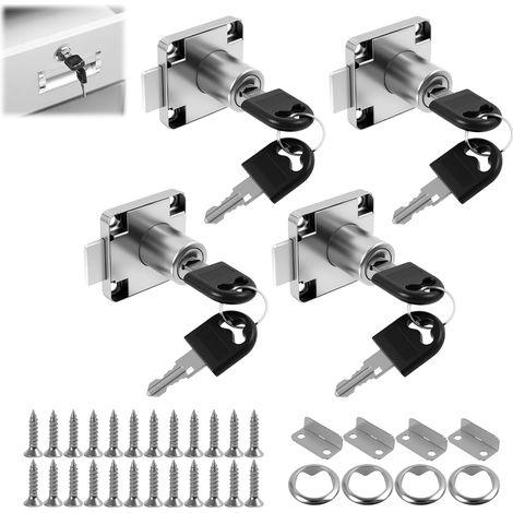 4 PCS Serrures De Meuble Avec Clés Universelles,Verrou Tiroir En Alliage Zinc,Serrure Boite Aux Lettres,Serrures Casier,Serrure Placard Métallique,Kit Verrouillage Pour Armoires,Boîtes Aux Lettres (1/5)