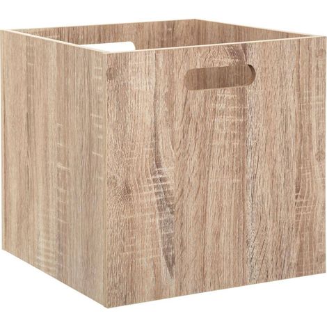 5Five Simply Smart – Boîte de rangement en bois MDF naturel 31 x 31 cm – Conception pliable avec poignée – Pour salon, chambre, bureau, garage