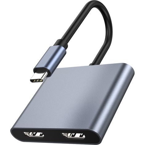 USB-C-zu-Dual-HDMI-Adapter, unterstützt Dual 4K bei 60 Hz, 4-in-1-USB-Typ-C-zu-Dual-Monitor, Multiport-Adapter für MacBook Pro/Air, Surface, Dell, LenovoYoga, Chromebook und