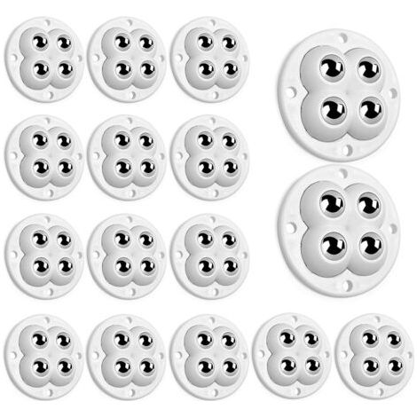 16 Pièces Petite Roulettes pour Meubles Transfert à 4 Billes pour Meubles Pivotantes 360° Roues Auto-adhésives pour Poubelles Boîtes Rangement Meuble Blanc (1/5)