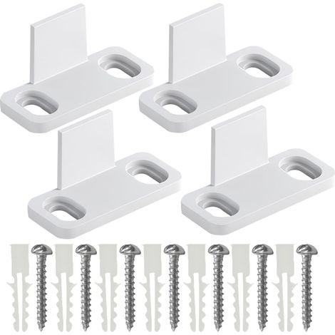 Guide de Plancher de Porte de Grange en Plastique Blanc, Lot de 4 Sets de, Porte Coulissante Simple ou Bypass, Texture Robuste, Montage au Sol Discret (1/5)
