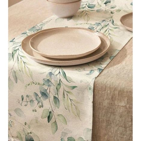 Tovaglia rettangolare per sala da pranzo/cucina, color kaki, 33 x 183 cm (1/5)