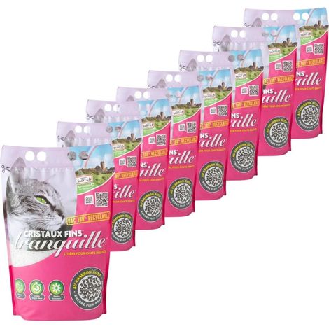 Litière pour Chat Silice Cristaux Fins et Charbon Actif 3,70L - Lot de 8 (1/5)